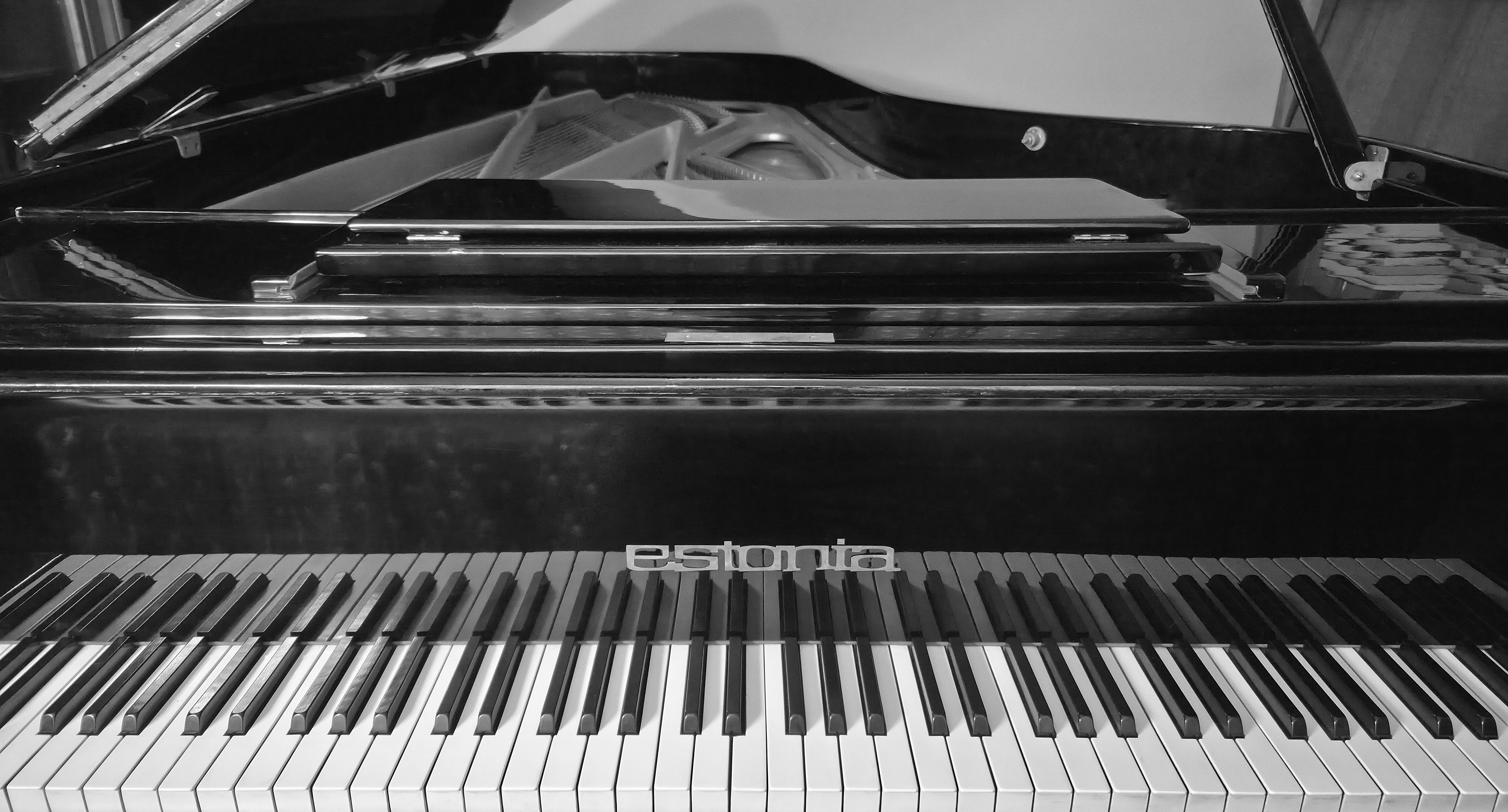 The studio's concert grand piano