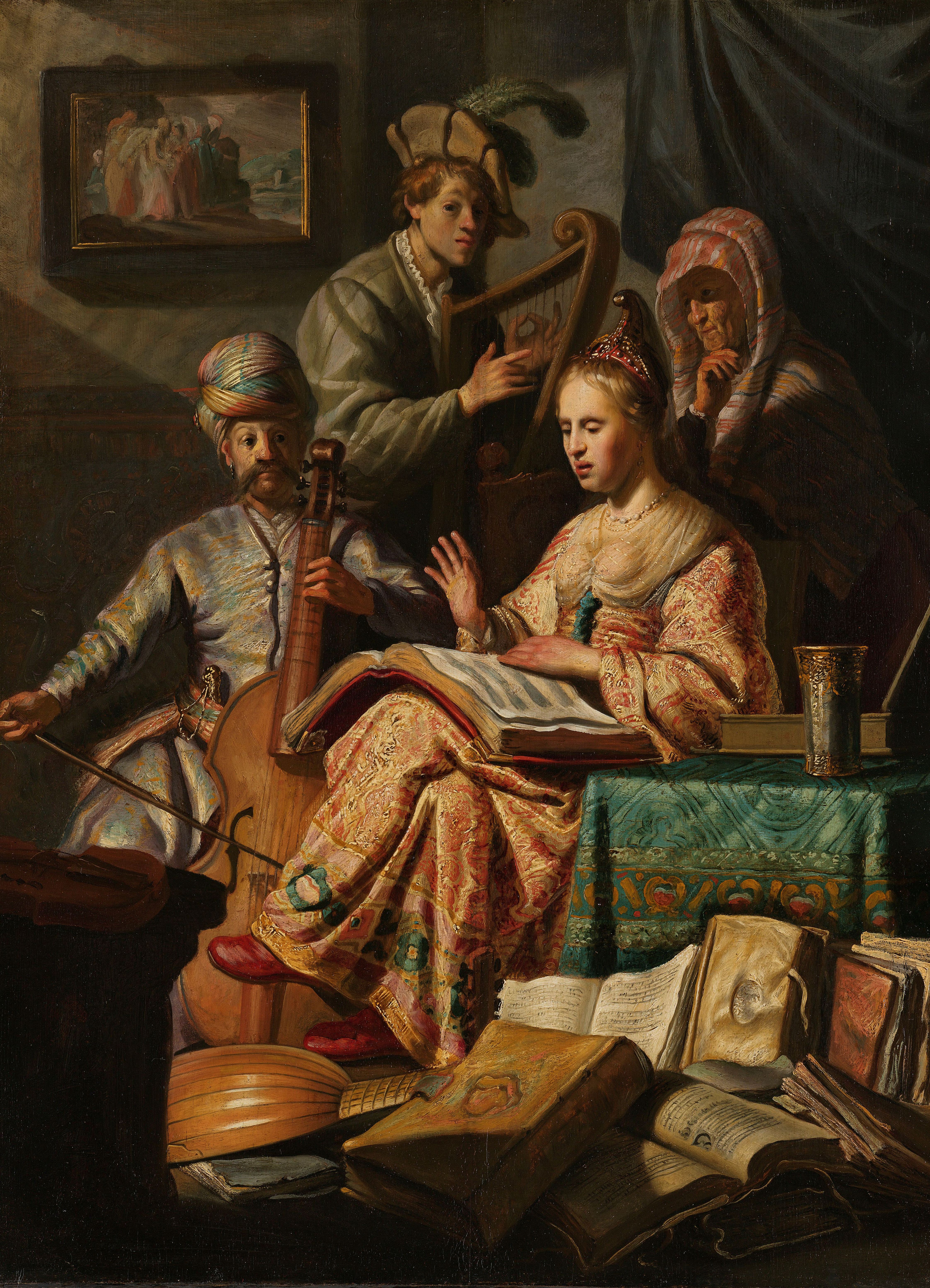 Painting by Rembrandt, The Allegory of Music, 1626
