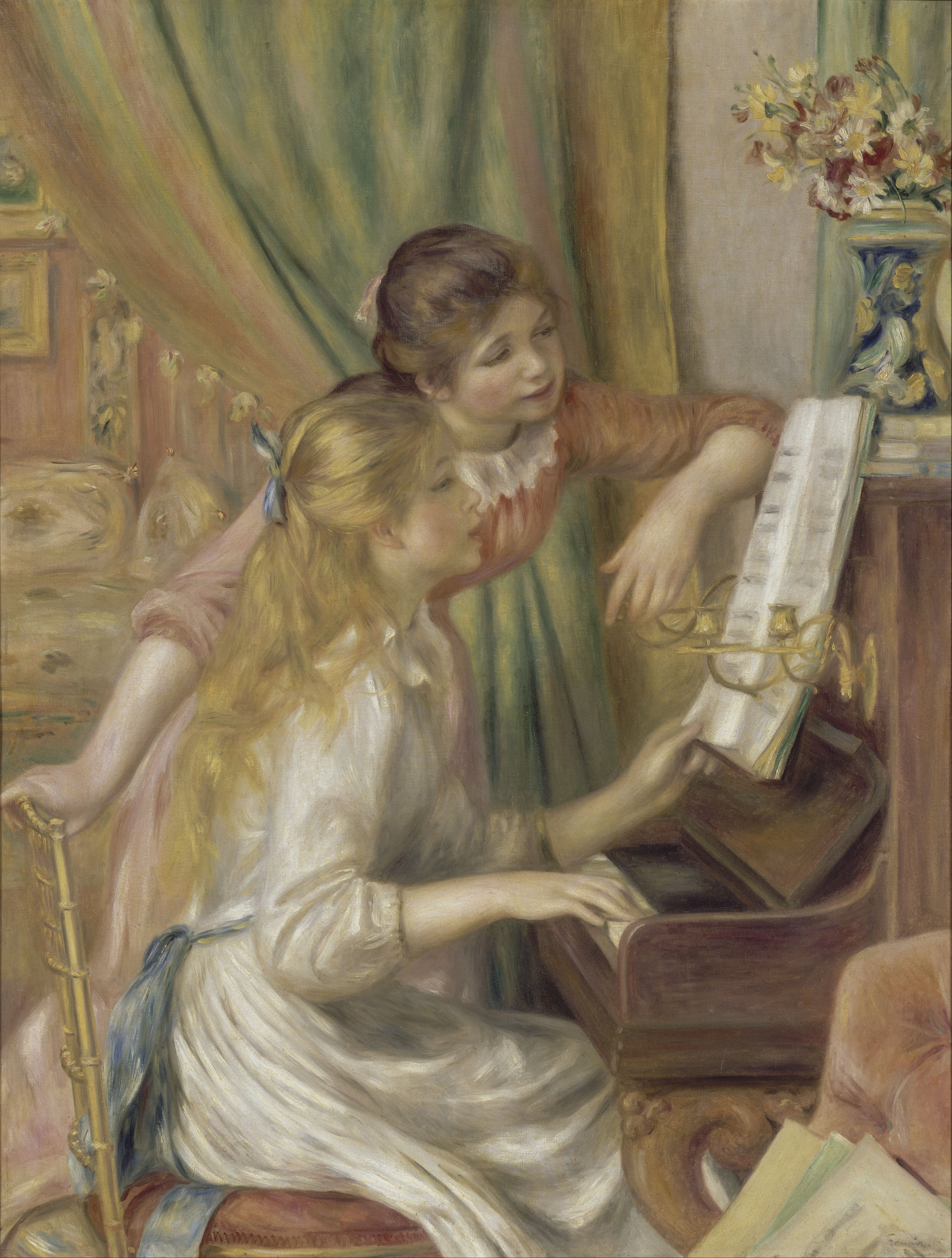 Painting by Auguste Renoir, Girls at the Piano, 1892